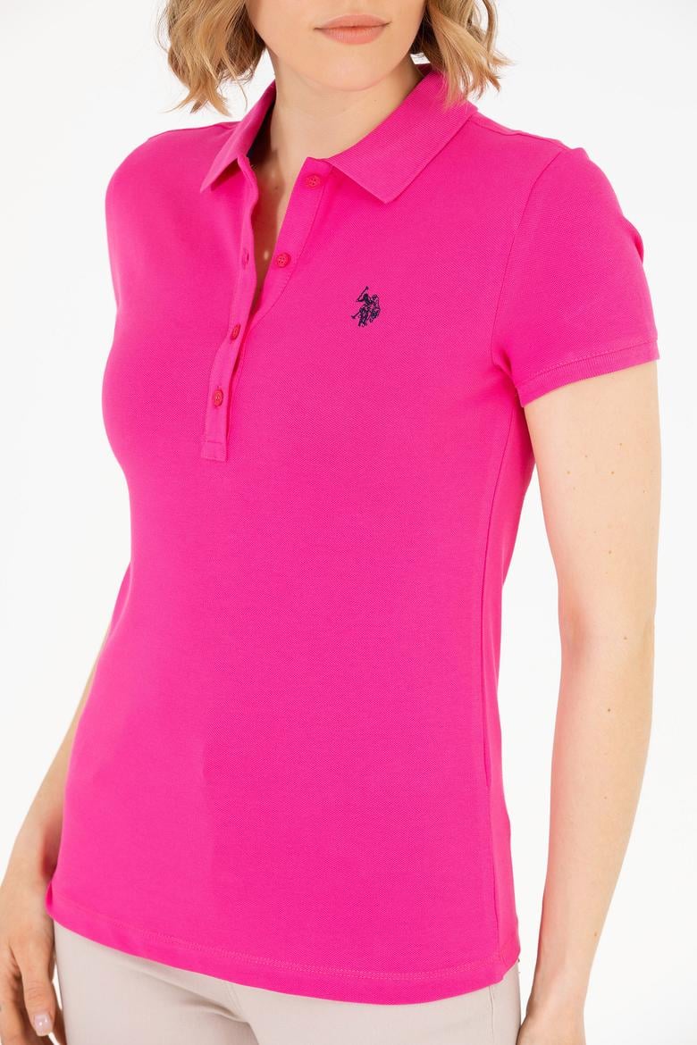 Kadın Fuşya Basic Polo Yaka Tişört - 50262675182