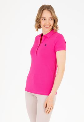 Kadın Fuşya Basic Polo Yaka Tişört - 50262675182