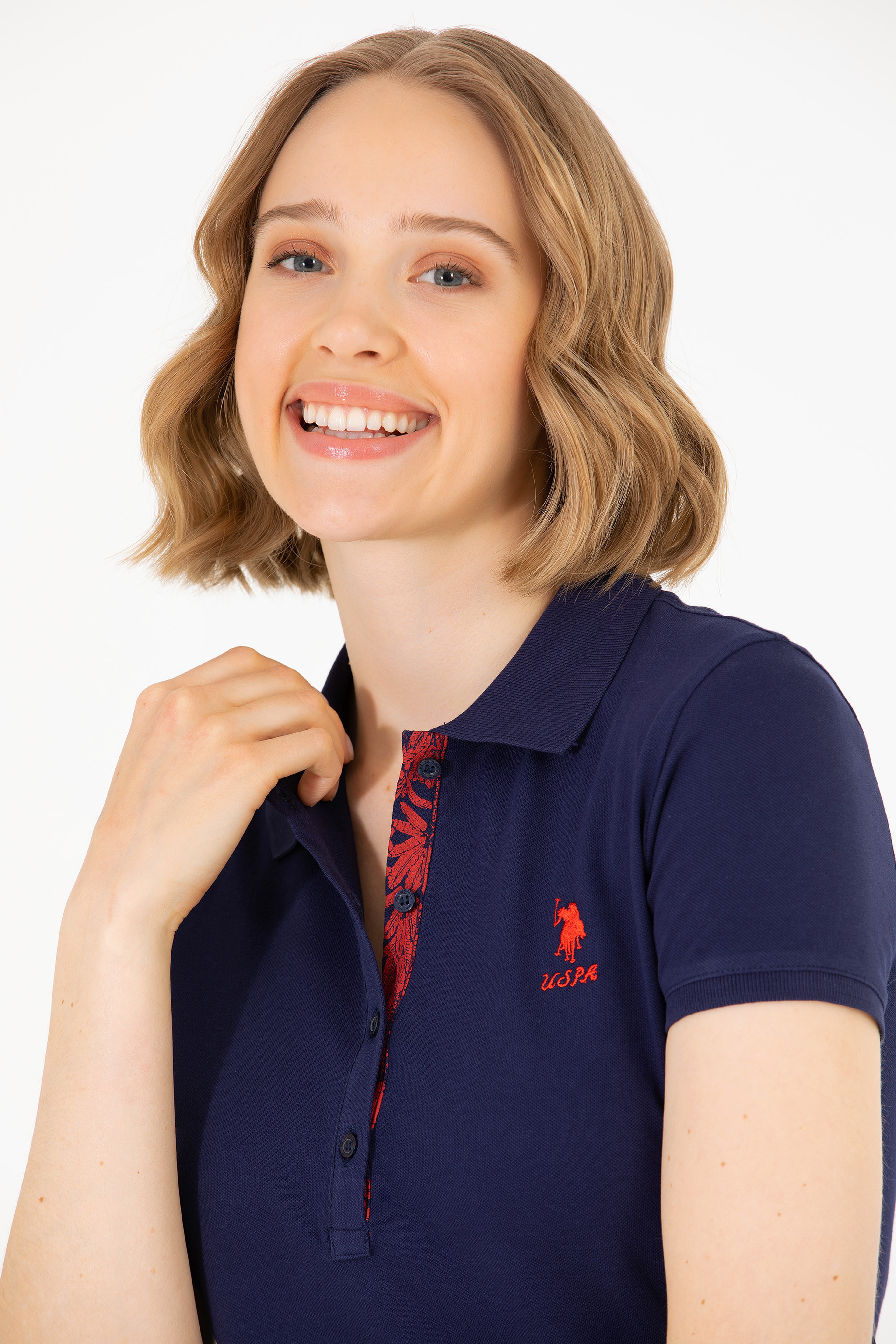 Kadın Lacivert Basic Polo Yaka Tişört