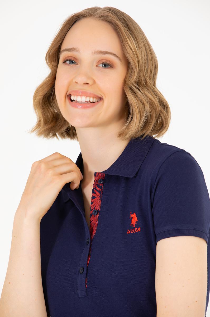 Kadın Lacivert Basic Polo Yaka Tişört