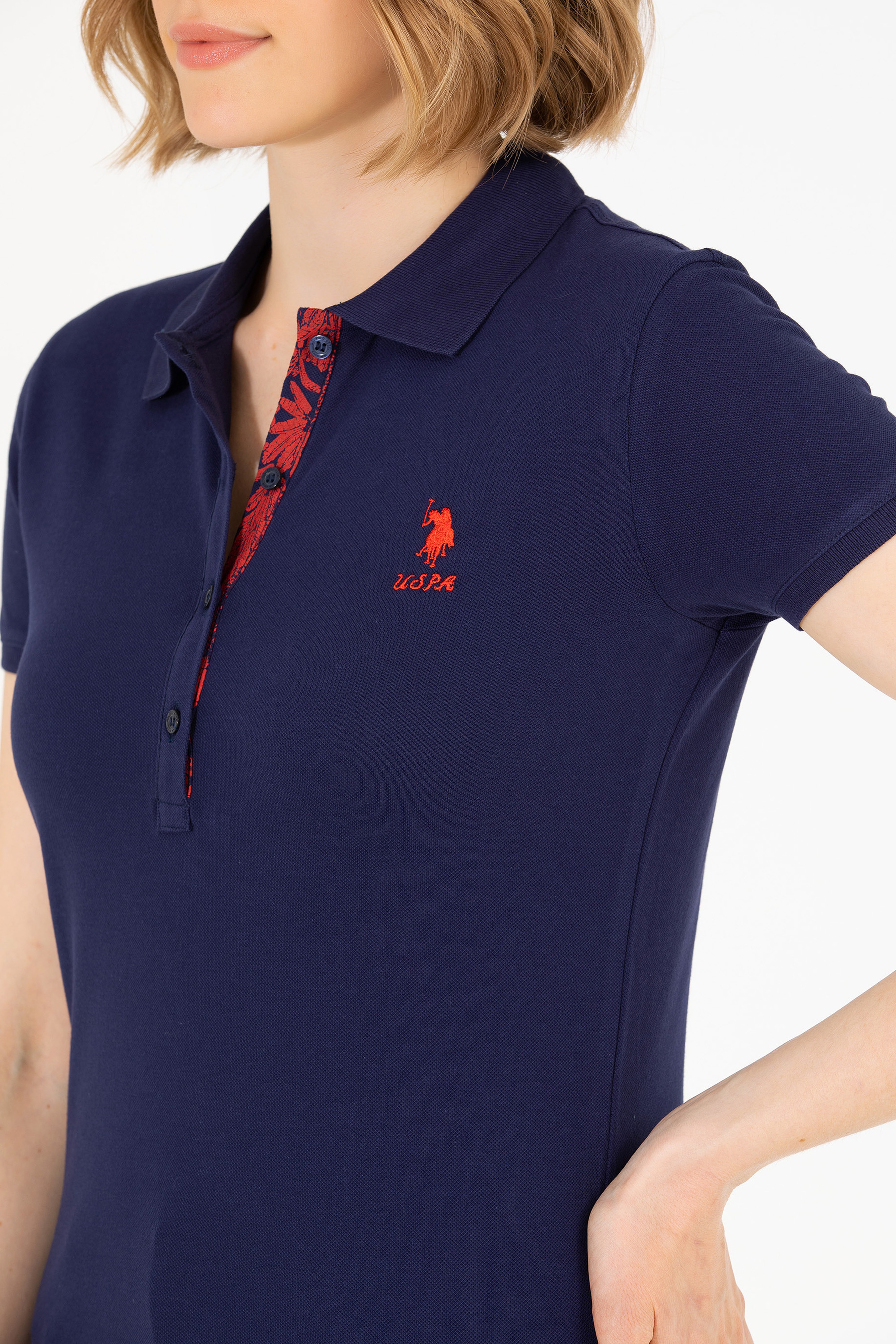 Kadın Lacivert Basic Polo Yaka Tişört - Image 7