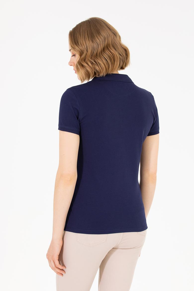 Kadın Lacivert Basic Polo Yaka Tişört - 50262698012