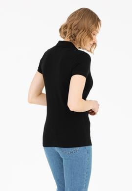 Kadın Siyah Basic Polo Yaka Tişört - 50262698048