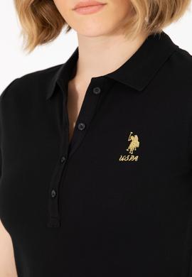 Kadın Siyah Basic Polo Yaka Tişört - 50262698048