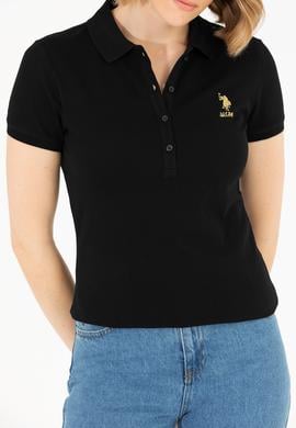 Kadın Siyah Basic Polo Yaka Tişört - 50262698048