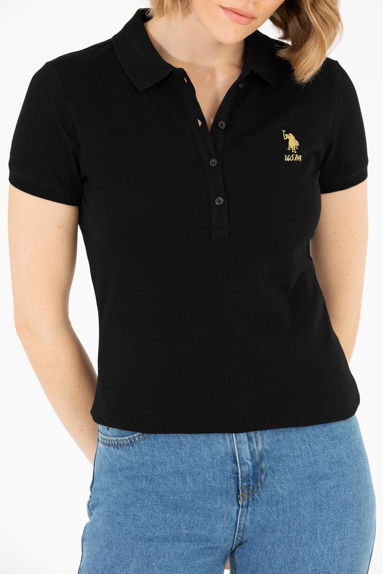 Kadın Siyah Basic Polo Yaka Tişört - 50262698048