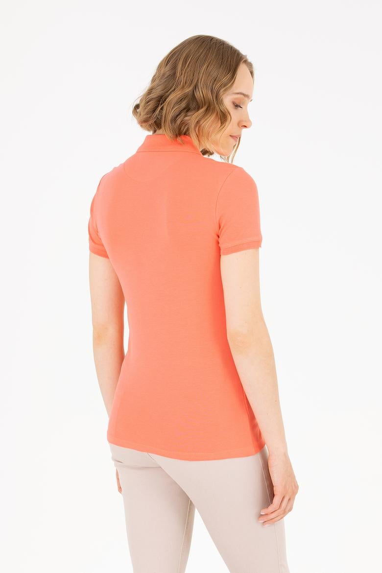 Kadın Somon Basic Polo Yaka Tişört - 50262698064