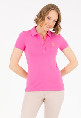 Kadın Pembe Basic Polo Yaka Tişört - 50262698072