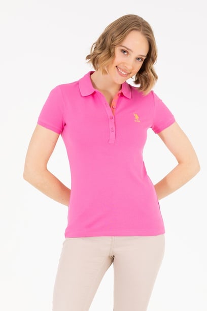 Kadın Pembe Basic Polo Yaka Tişört