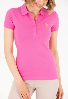 Kadın Pembe Basic Polo Yaka Tişört - 50262698072