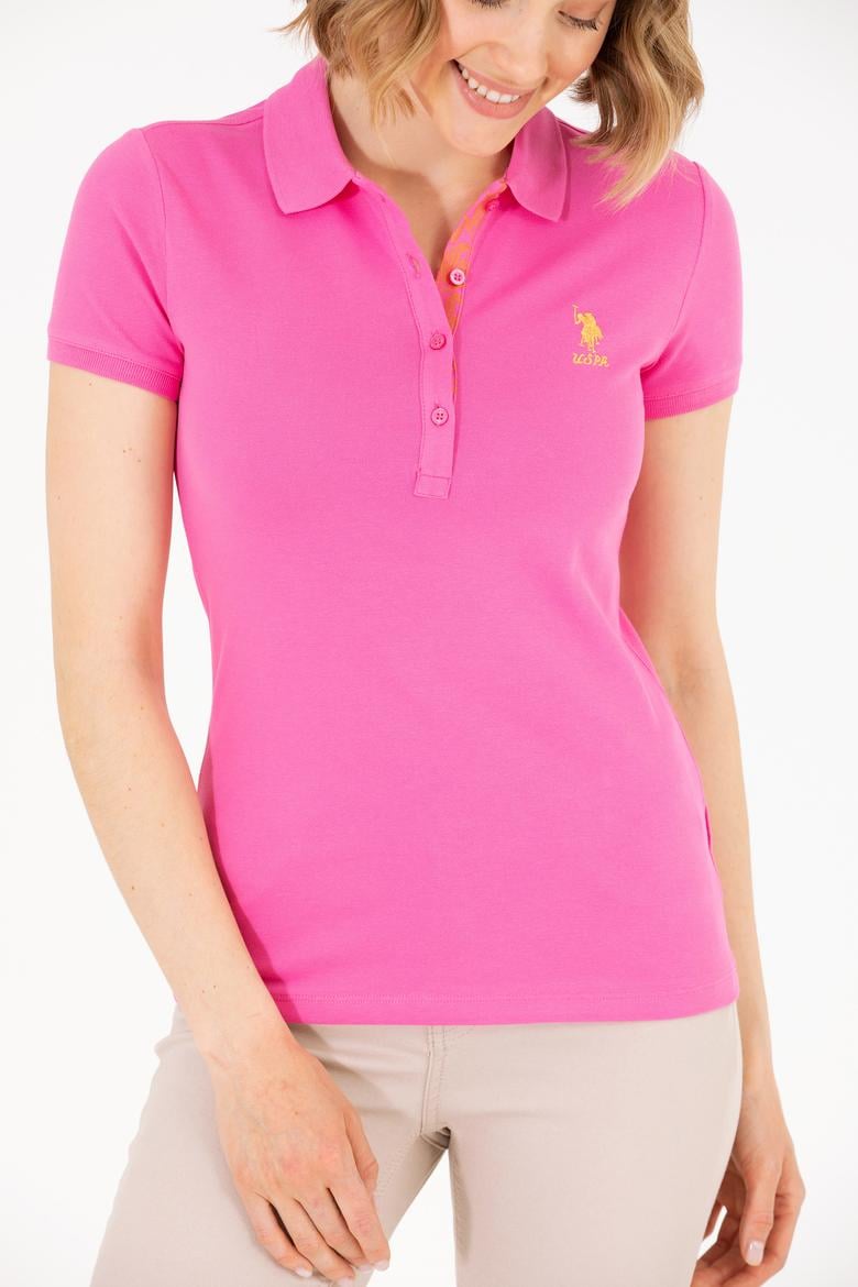 Kadın Pembe Basic Polo Yaka Tişört - 50262698072