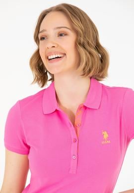Kadın Pembe Basic Polo Yaka Tişört - 50262698072