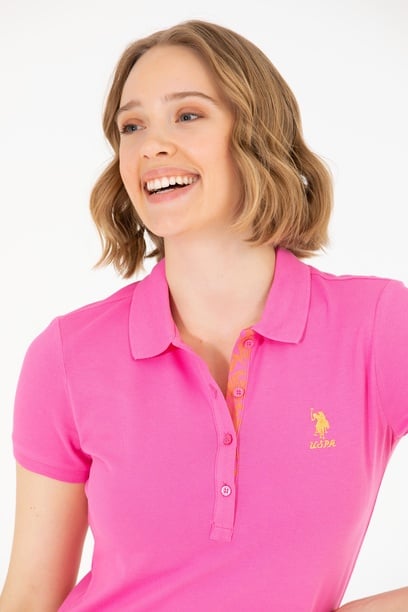 Kadın Pembe Basic Polo Yaka Tişört