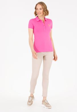 Kadın Pembe Basic Polo Yaka Tişört - 50262698072