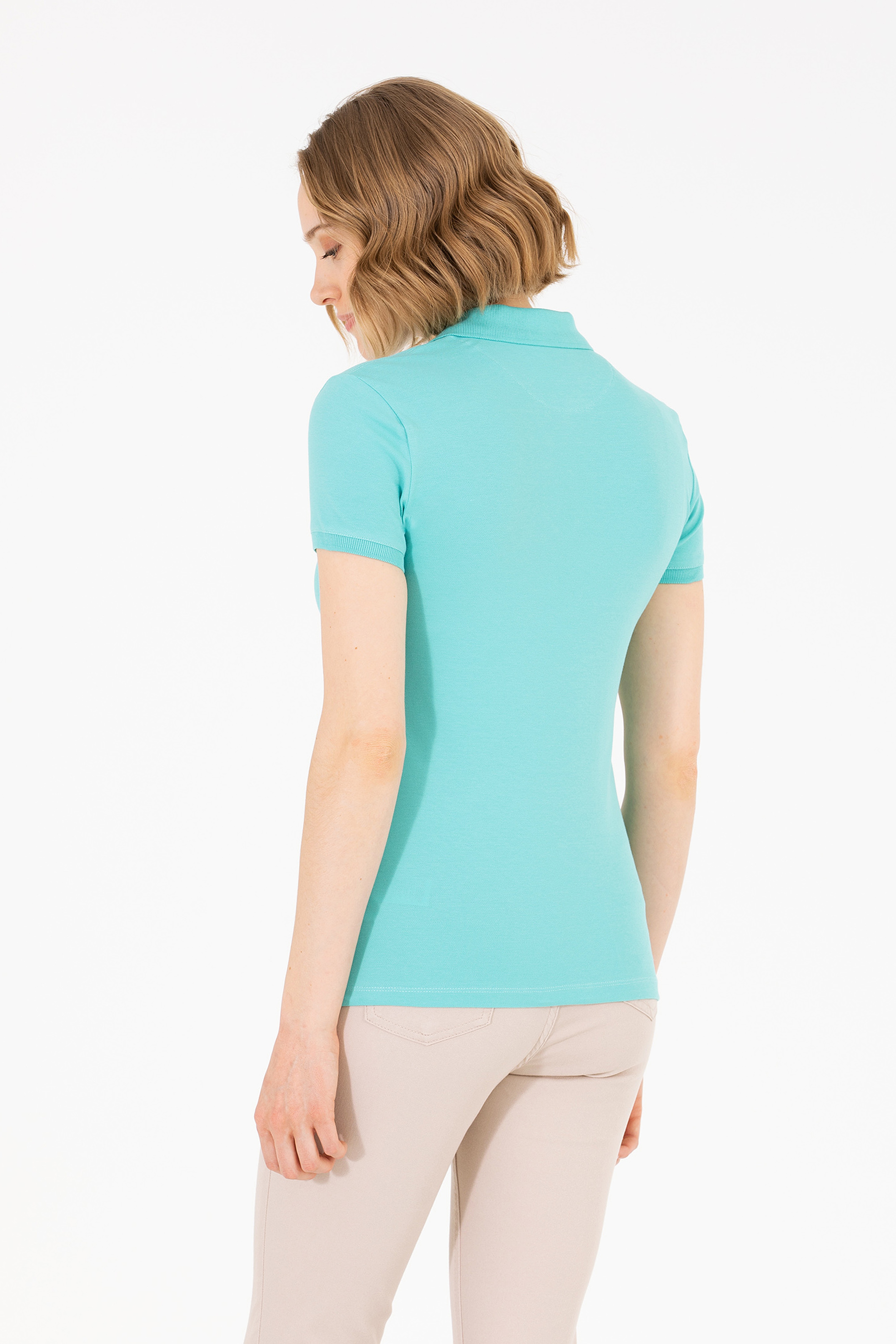 Kadın Mint Basic Polo Yaka Tişört