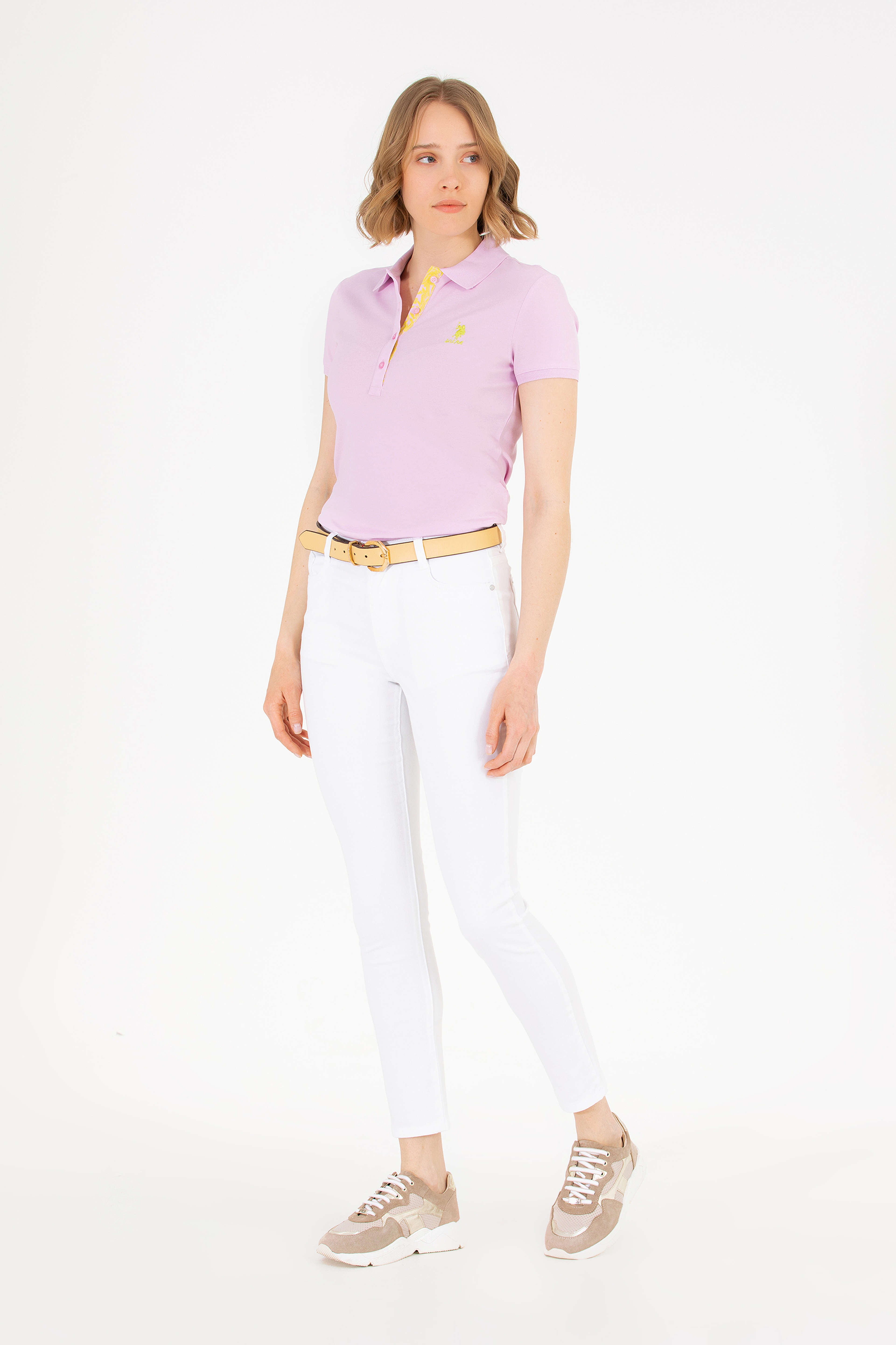 Kadın Manolya Basic Polo Yaka Tişört - Image 4