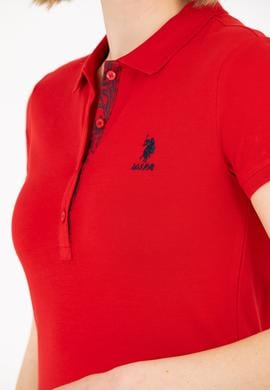 Kadın Kırmızı Basic Polo Yaka Tişört - 50262698150