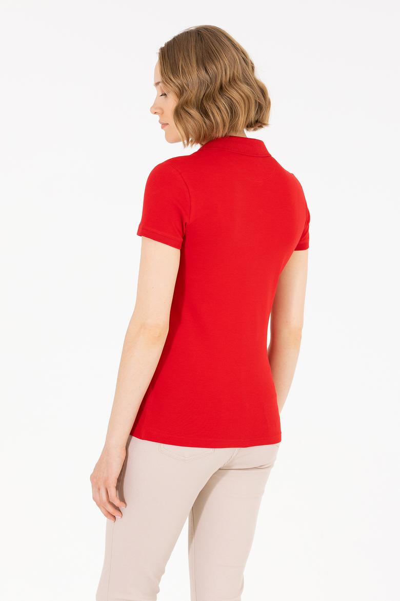 Kadın Kırmızı Basic Polo Yaka Tişört - 50262698150