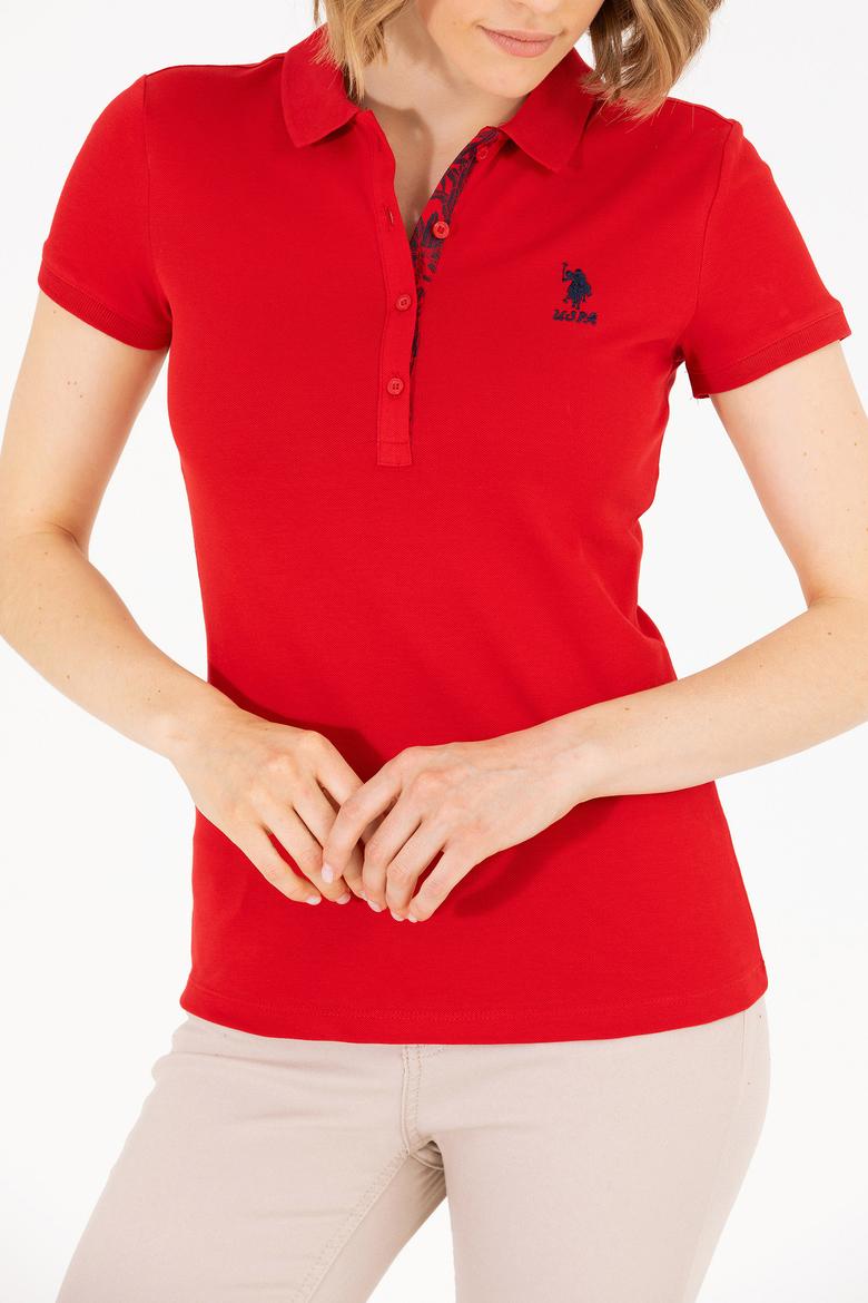 Kadın Kırmızı Basic Polo Yaka Tişört - 50262698150
