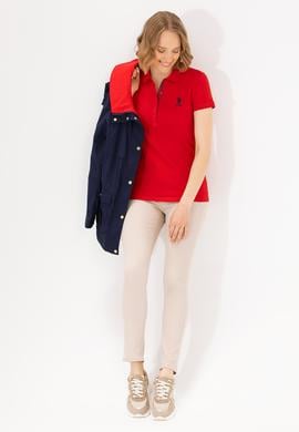 Kadın Kırmızı Basic Polo Yaka Tişört - 50262698150