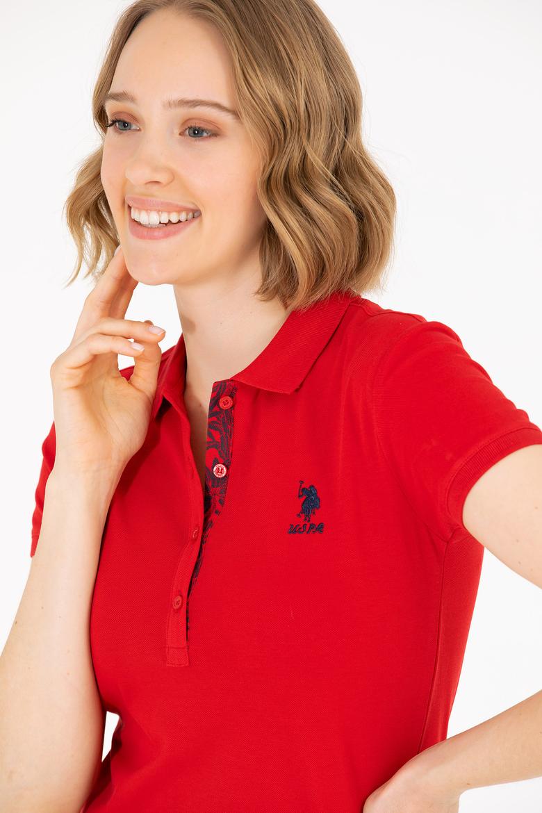 Kadın Kırmızı Basic Polo Yaka Tişört - 50262698150