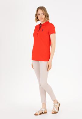Kadın Kırmızı Basic Polo Yaka Tişört - 50262698251