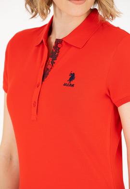 Kadın Kırmızı Basic Polo Yaka Tişört - 50262698251