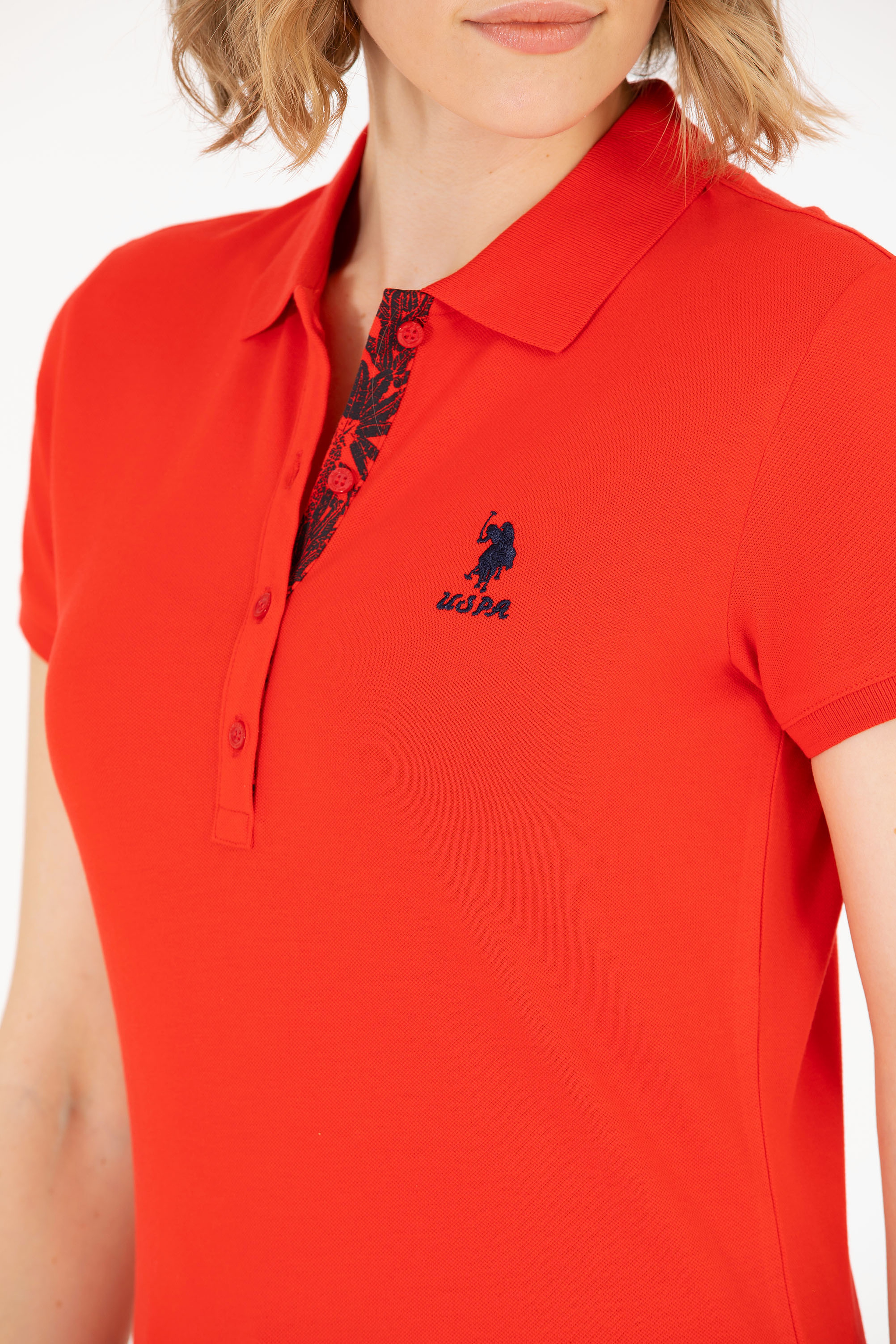 Kadın Kırmızı Basic Polo Yaka Tişört