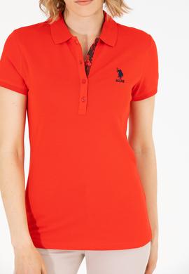 Kadın Kırmızı Basic Polo Yaka Tişört - 50262698251