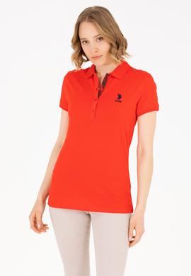 Kadın Kırmızı Basic Polo Yaka Tişört - 50262698251