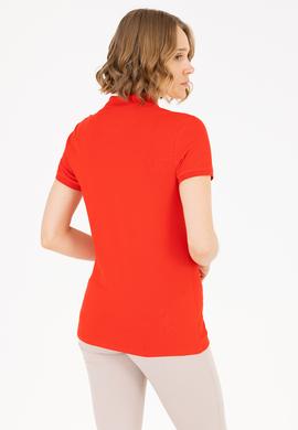 Kadın Kırmızı Basic Polo Yaka Tişört - 50262698251