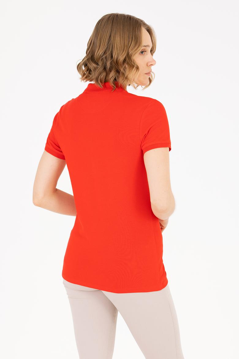 Kadın Kırmızı Basic Polo Yaka Tişört - 50262698251