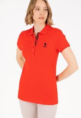 Kadın Kırmızı Basic Polo Yaka Tişört - 50262698251