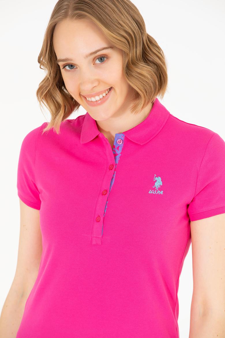 Kadın Fuşya Basic Polo Yaka Tişört - 50262698261