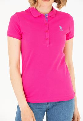 Kadın Fuşya Basic Polo Yaka Tişört - 50262698261