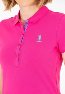 Kadın Fuşya Basic Polo Yaka Tişört - 50262698261