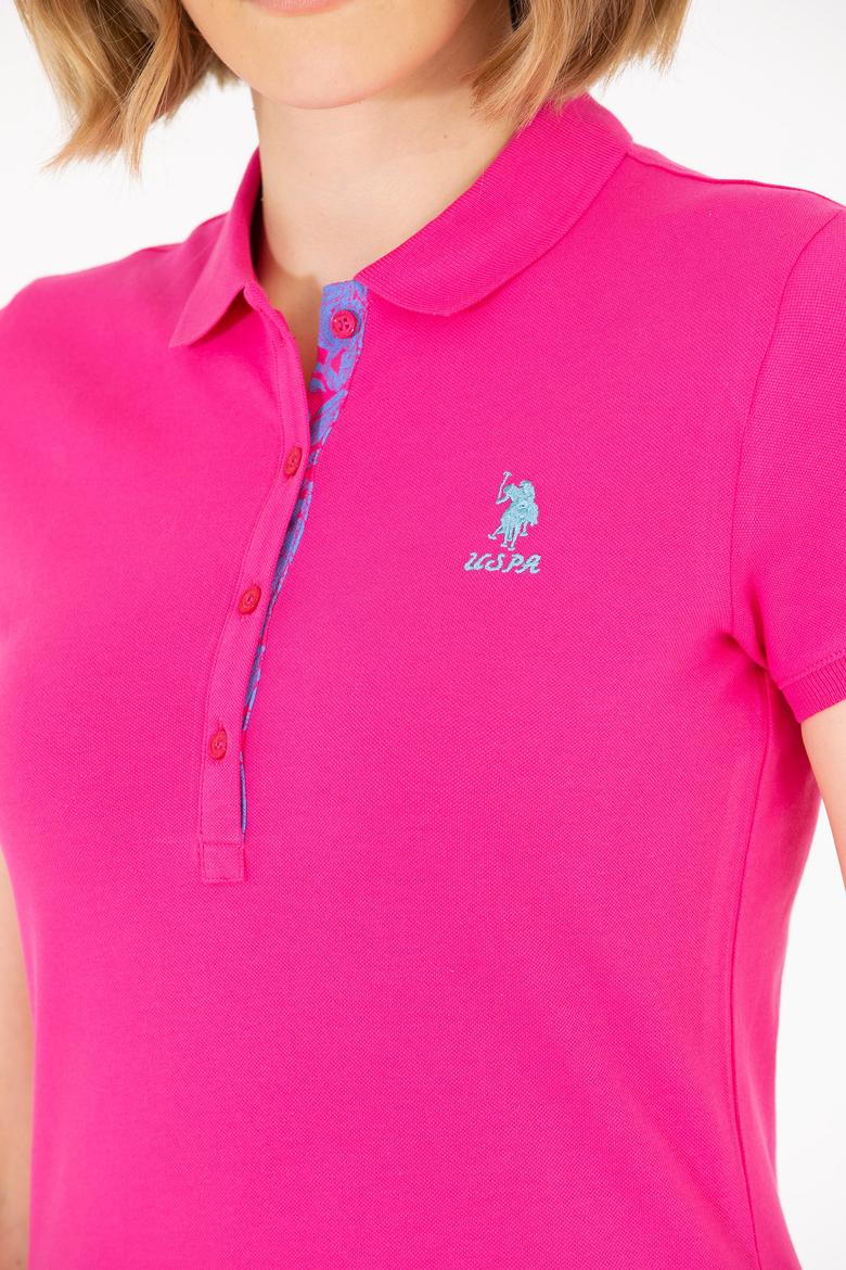 Kadın Fuşya Basic Polo Yaka Tişört - 50262698261