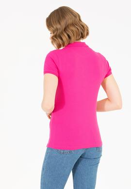 Kadın Fuşya Basic Polo Yaka Tişört - 50262698261