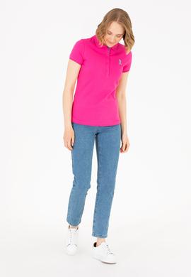 Kadın Fuşya Basic Polo Yaka Tişört - 50262698261