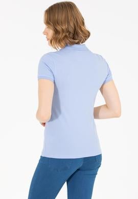 Kadın Mavi Basic Polo Yaka Tişört - 50262698290