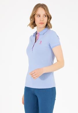 Kadın Mavi Basic Polo Yaka Tişört - 50262698290