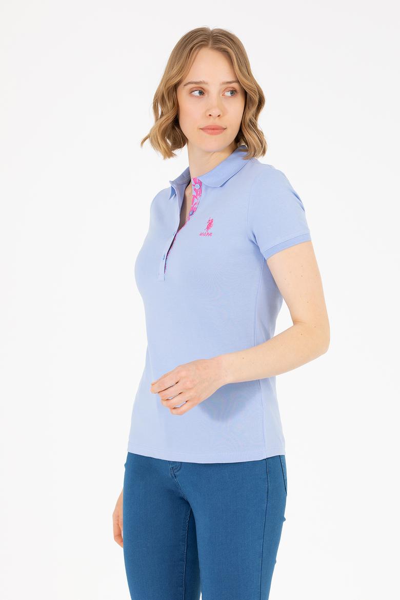 Kadın Mavi Basic Polo Yaka Tişört - 50262698290