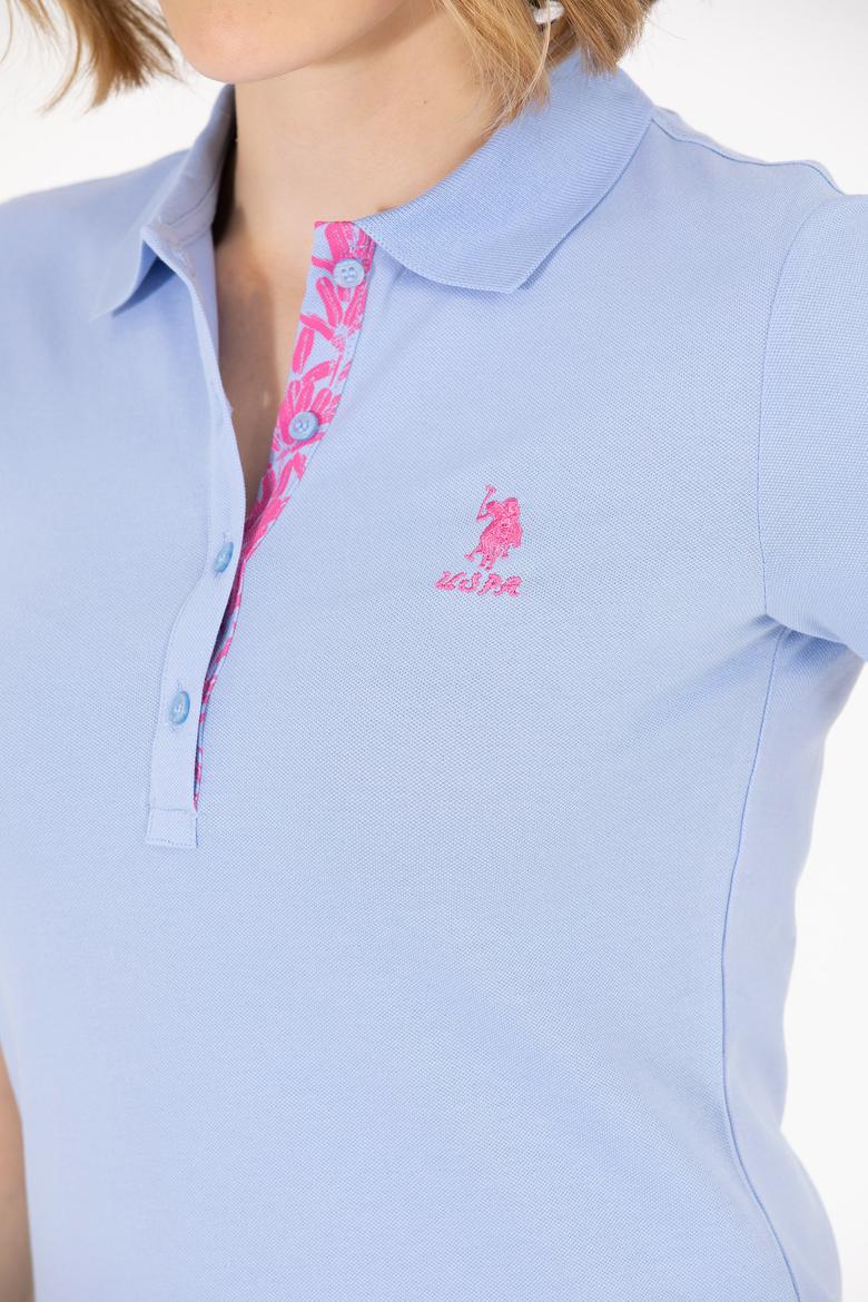 Kadın Mavi Basic Polo Yaka Tişört - 50262698290