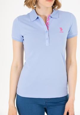 Kadın Mavi Basic Polo Yaka Tişört - 50262698290