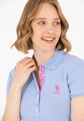 Kadın Mavi Basic Polo Yaka Tişört - 50262698290