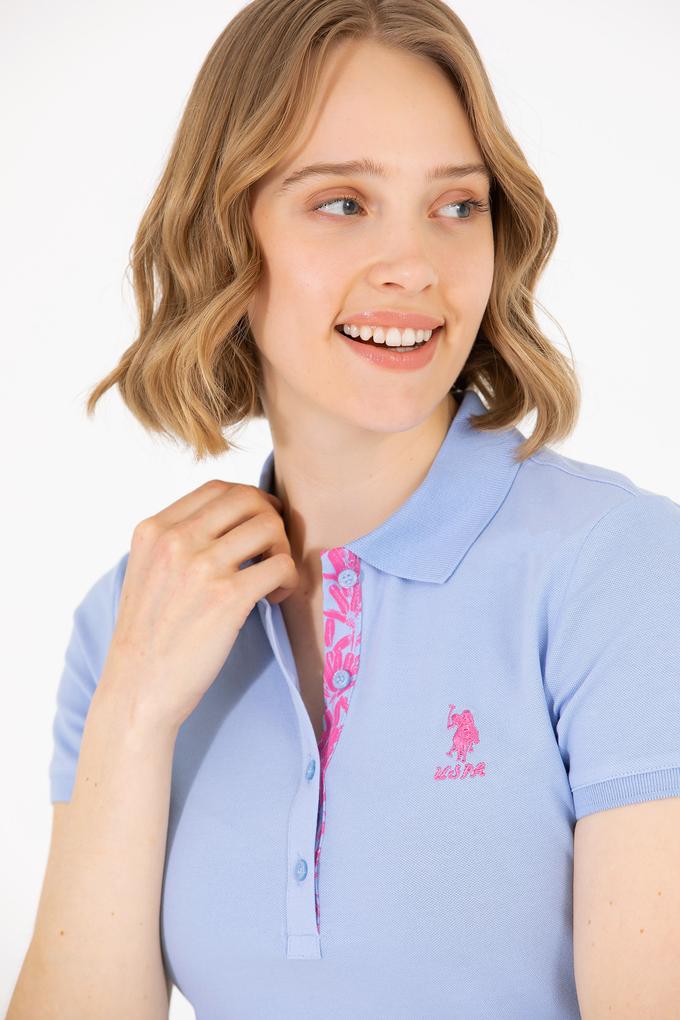 Kadın Mavi Basic Polo Yaka Tişört