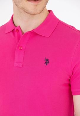 Erkek Fuşya Basic Polo Yaka Tişört - 50262933435