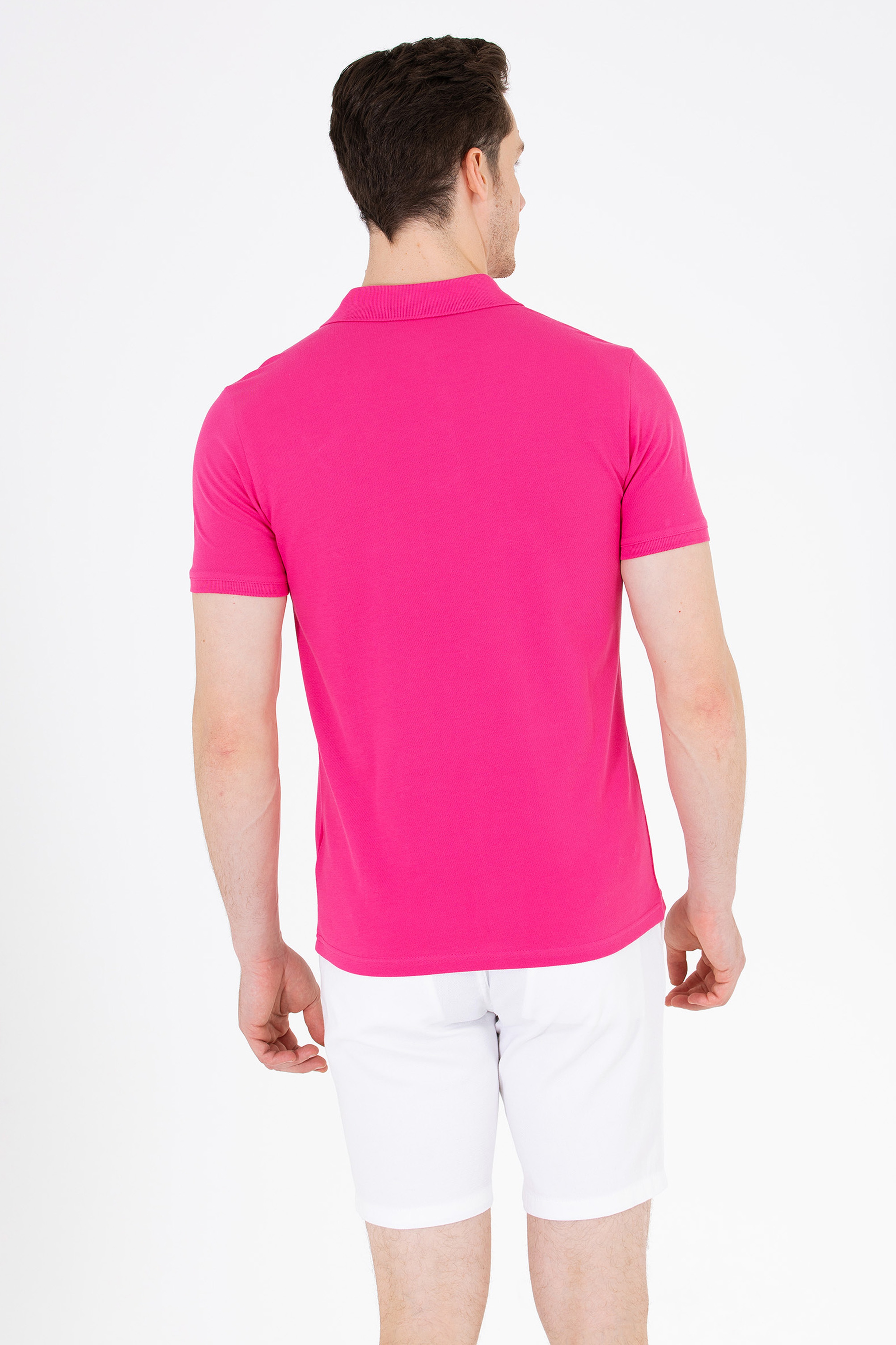 Erkek Fuşya Basic Polo Yaka Tişört
