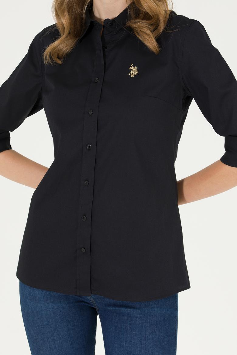 Kadın Siyah Uzun Kollu Basic Gömlek - 50262946034