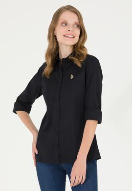 Kadın Siyah Uzun Kollu Basic Gömlek - 50262946034